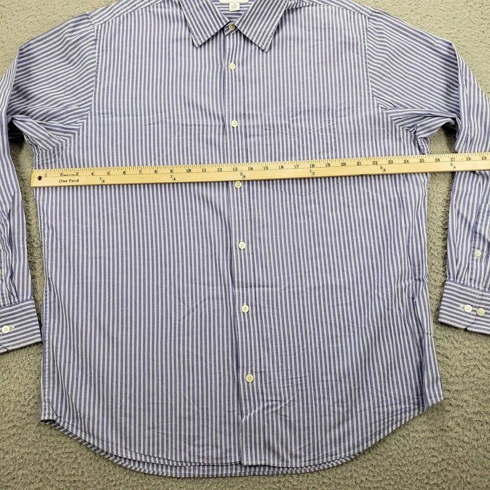 Banana Republic Shirt Mens XL 17-17‎ 1/2 Purple Striped Button Up Long Sleeve